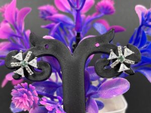 Emerald Green Crystal Star Stud Earrings