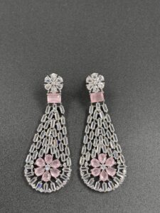 Blush Pink Crystal Cascade Drop Earrings