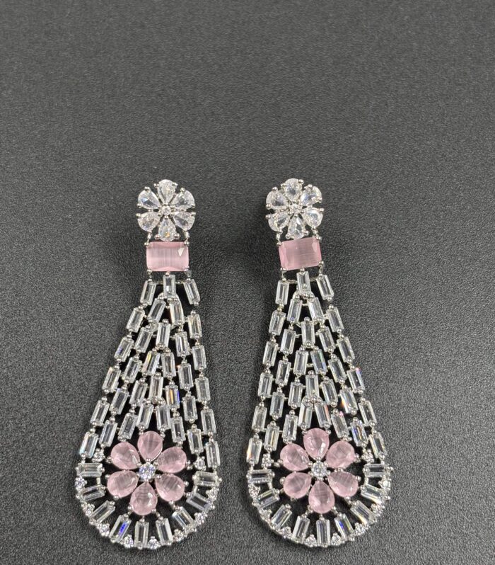 Blush Pink Crystal Cascade Drop Earrings