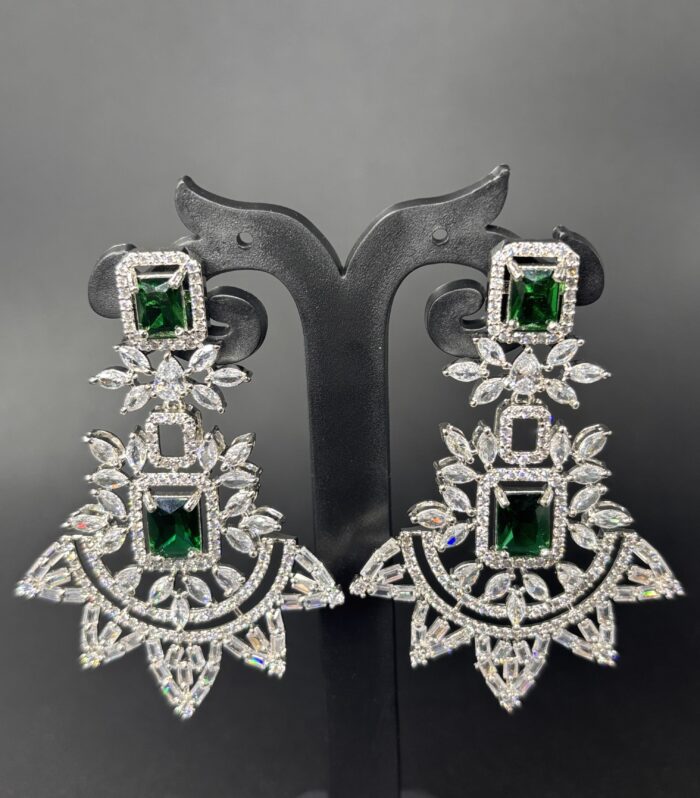 Emerald Green Crystal Statement Drop Earrings