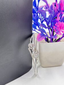Silver-Tone Twin Teardrop Crystal Elegant Bangle