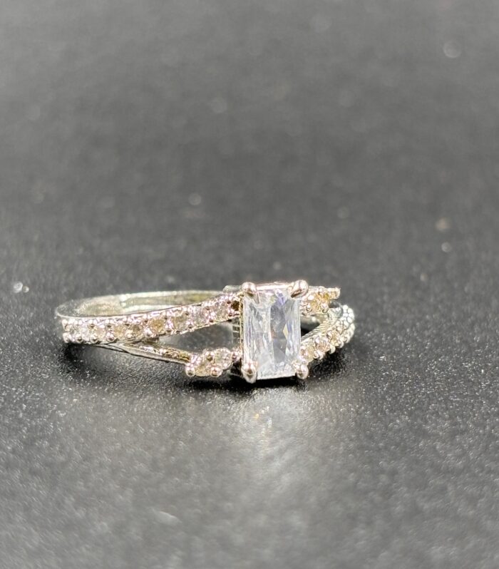 Rectangular Crystal Split Band Ring