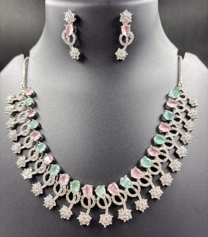 Gold-Tone Crystal Leaf Cutwork Drop Pendant Necklace