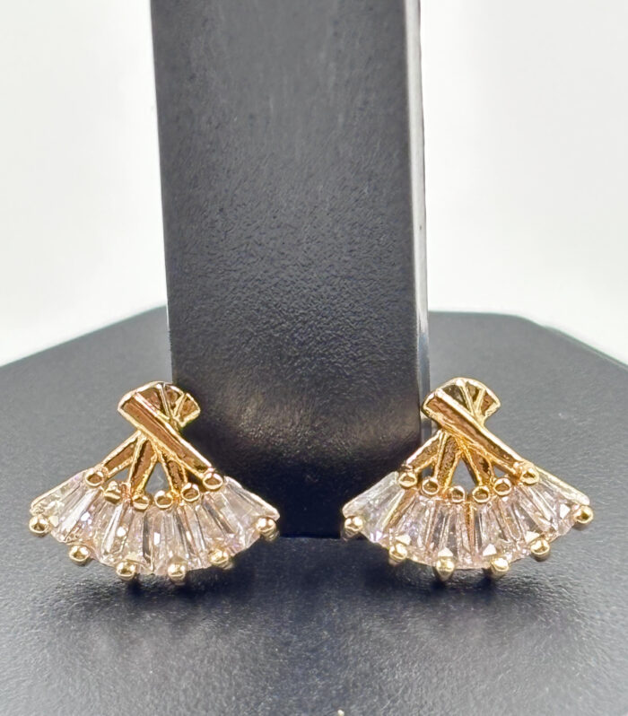 Crystal Fan Design Stud Earrings