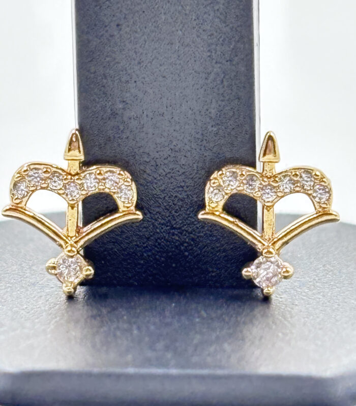 Royal Crown Heart Stud Earrings